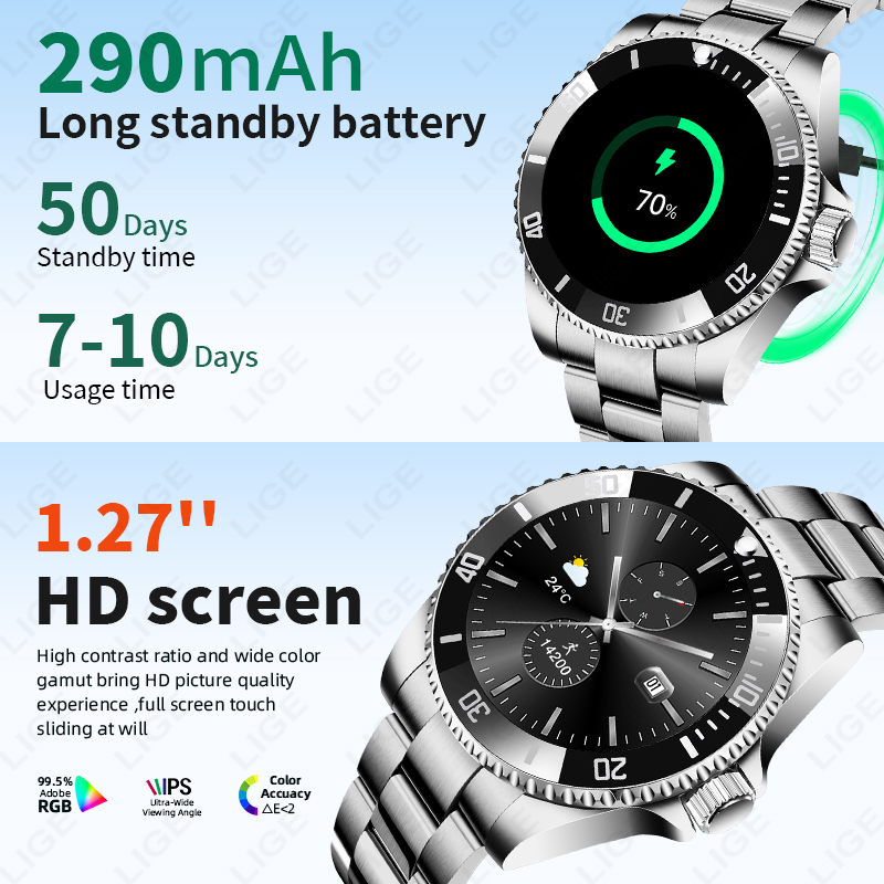 LIGE Smart Watch Luxury Steel  - огляд і ціна Luxury Watch Korea