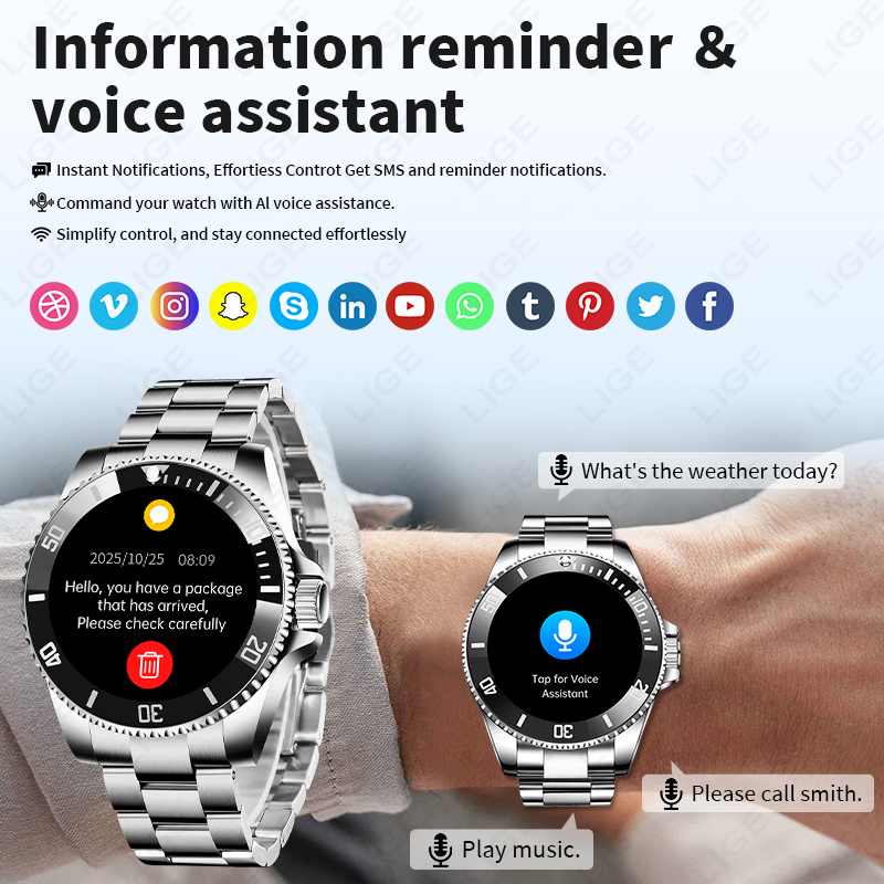 LIGE Smart Watch Luxury Steel  - огляд і ціна Luxury Watch Korea